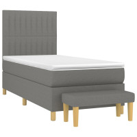 Produktbild för Ramsäng med madrass mörkgrå 90x200 cm tyg
