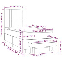 Produktbild för Ramsäng med madrass mörkgrå 90x200 cm tyg