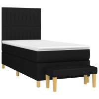 Produktbild för Ramsäng med madrass svart 100x200 cm tyg