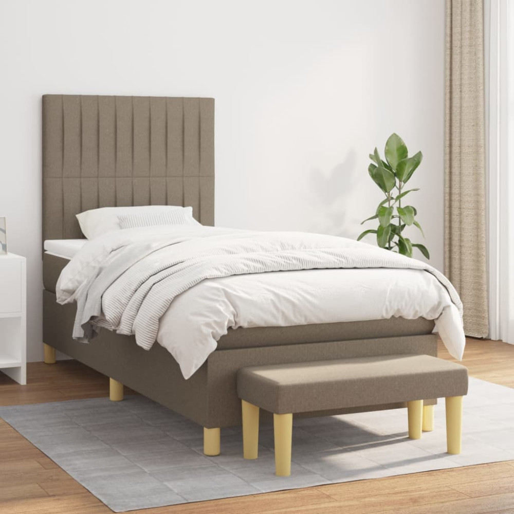 Produktbild för Ramsäng med madrass taupe 100x200 cm tyg