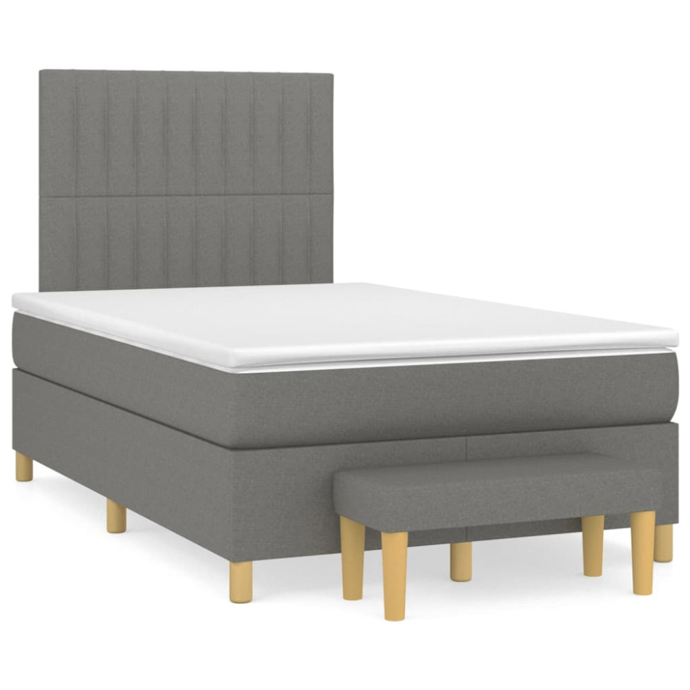 Produktbild för Ramsäng med madrass mörkgrå 120x200 cm tyg