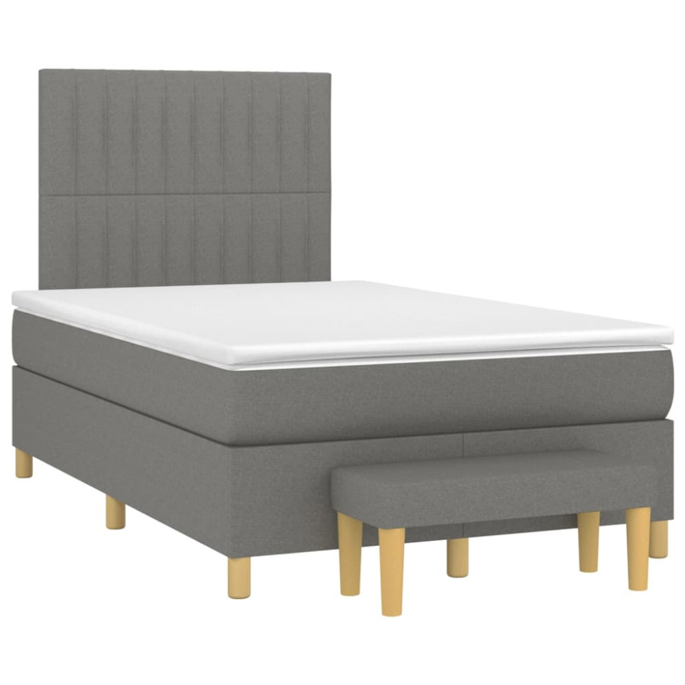 Produktbild för Ramsäng med madrass mörkgrå 120x200 cm tyg