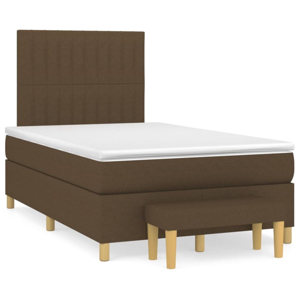 Produktbild för Ramsäng med madrass mörkbrun 120x200 cm tyg