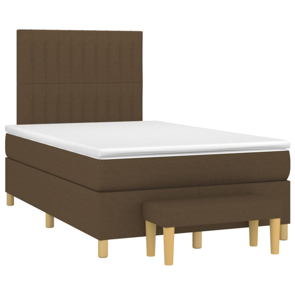 Produktbild för Ramsäng med madrass mörkbrun 120x200 cm tyg