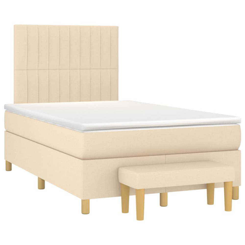 Produktbild för Ramsäng med madrass gräddvit 120x200 cm tyg