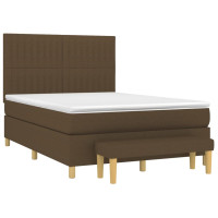 Produktbild för Ramsäng med madrass mörkbrun 140x190 cm tyg