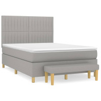 Produktbild för Ramsäng med madrass ljusgrå 140x200 cm tyg