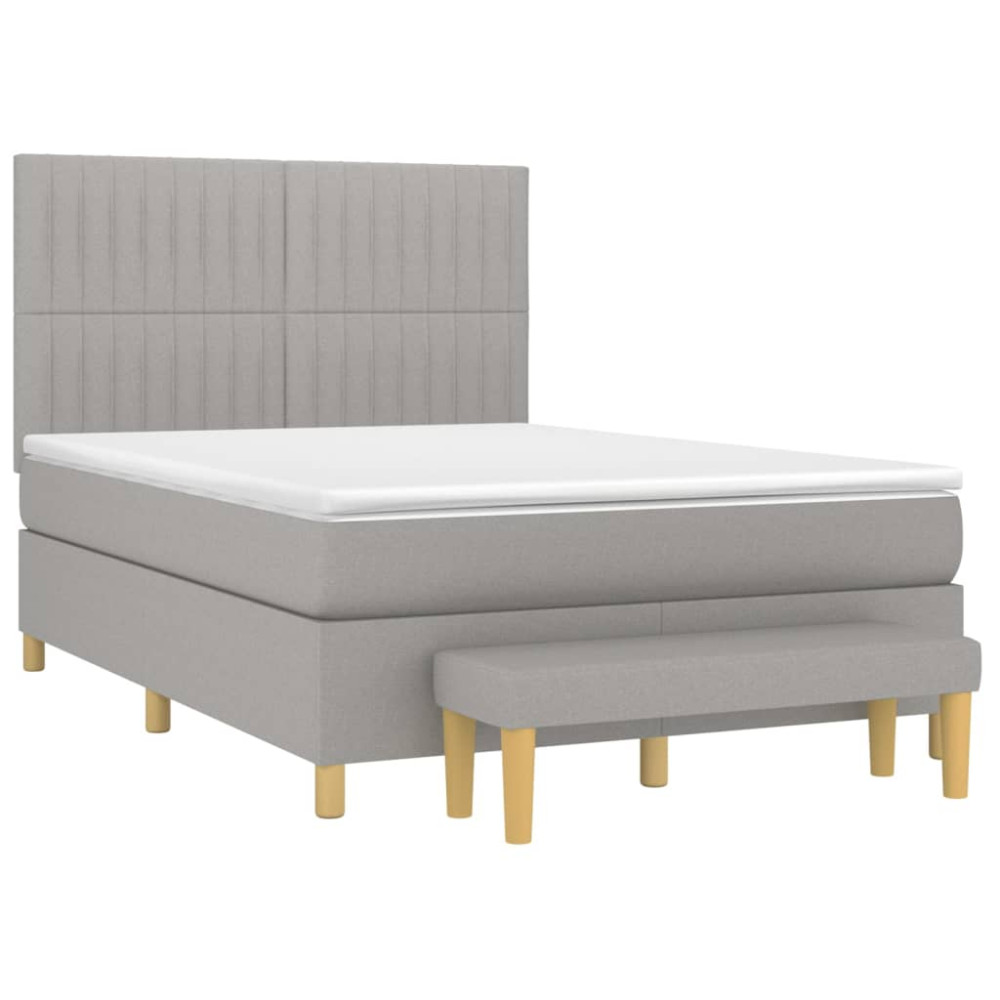 Produktbild för Ramsäng med madrass ljusgrå 140x200 cm tyg