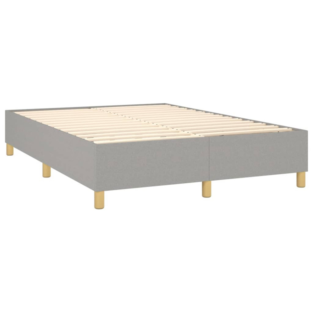 Produktbild för Ramsäng med madrass ljusgrå 140x200 cm tyg