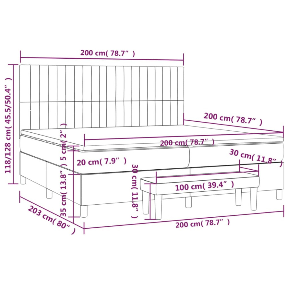 Produktbild för Ramsäng med madrass ljusgrå 200x200 cm tyg