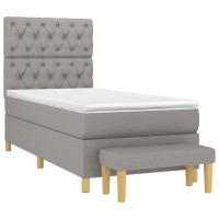 Produktbild för Ramsäng med madrass ljusgrå 80x200 cm tyg