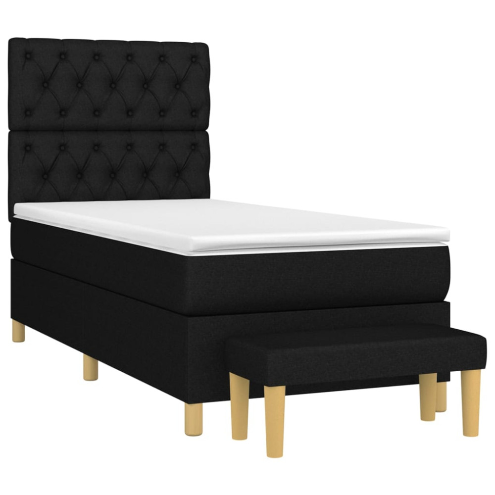 Produktbild för Ramsäng med madrass svart 80x200 cm tyg