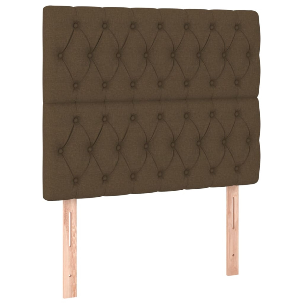 Produktbild för Ramsäng med madrass mörkbrun 90x190 cm tyg