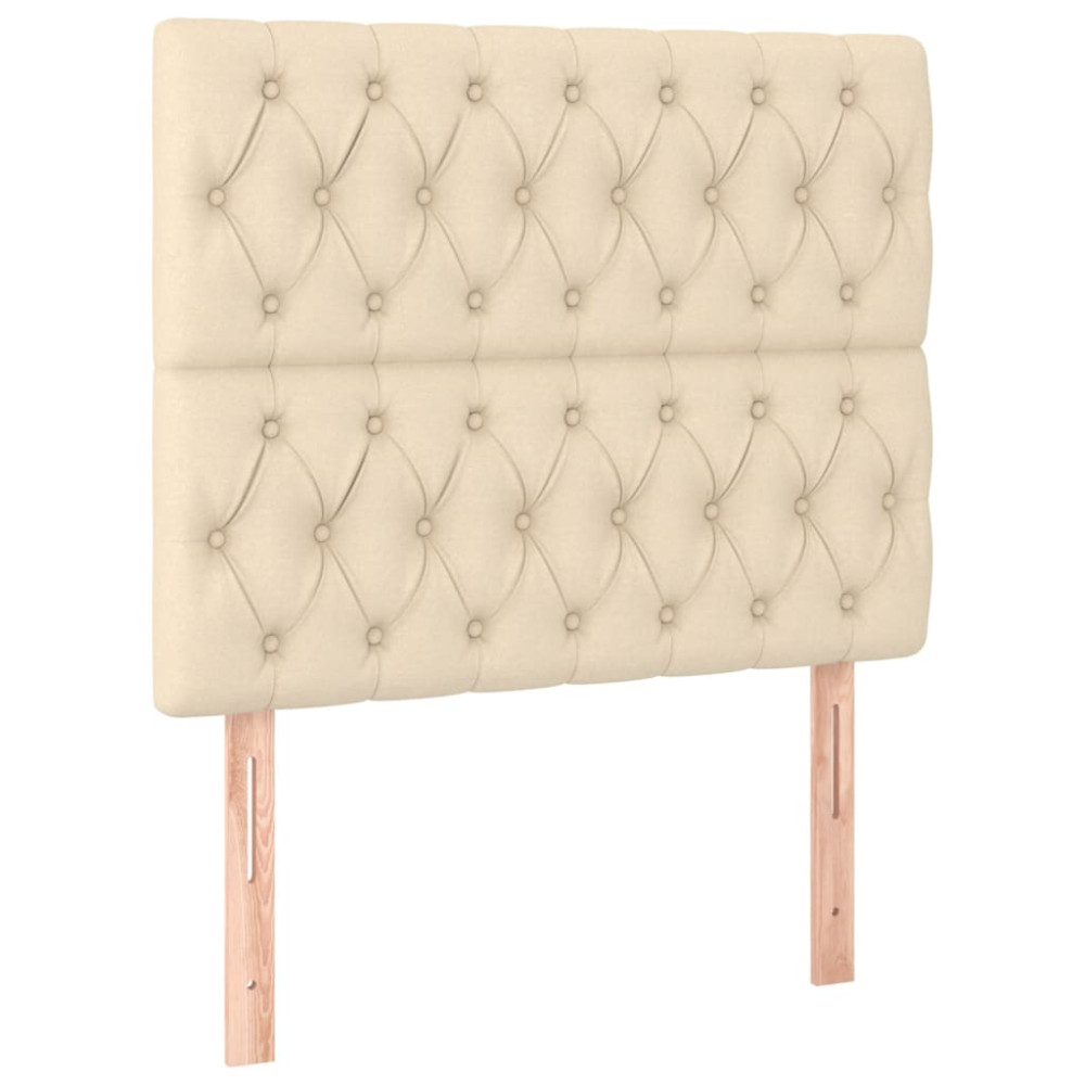 Produktbild för Ramsäng med madrass gräddvit 90x190 cm tyg