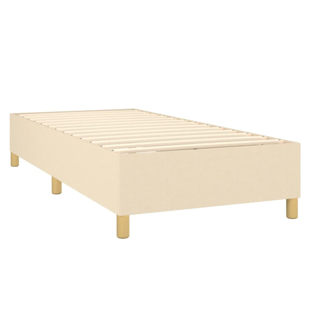 Produktbild för Ramsäng med madrass gräddvit 90x200 cm tyg