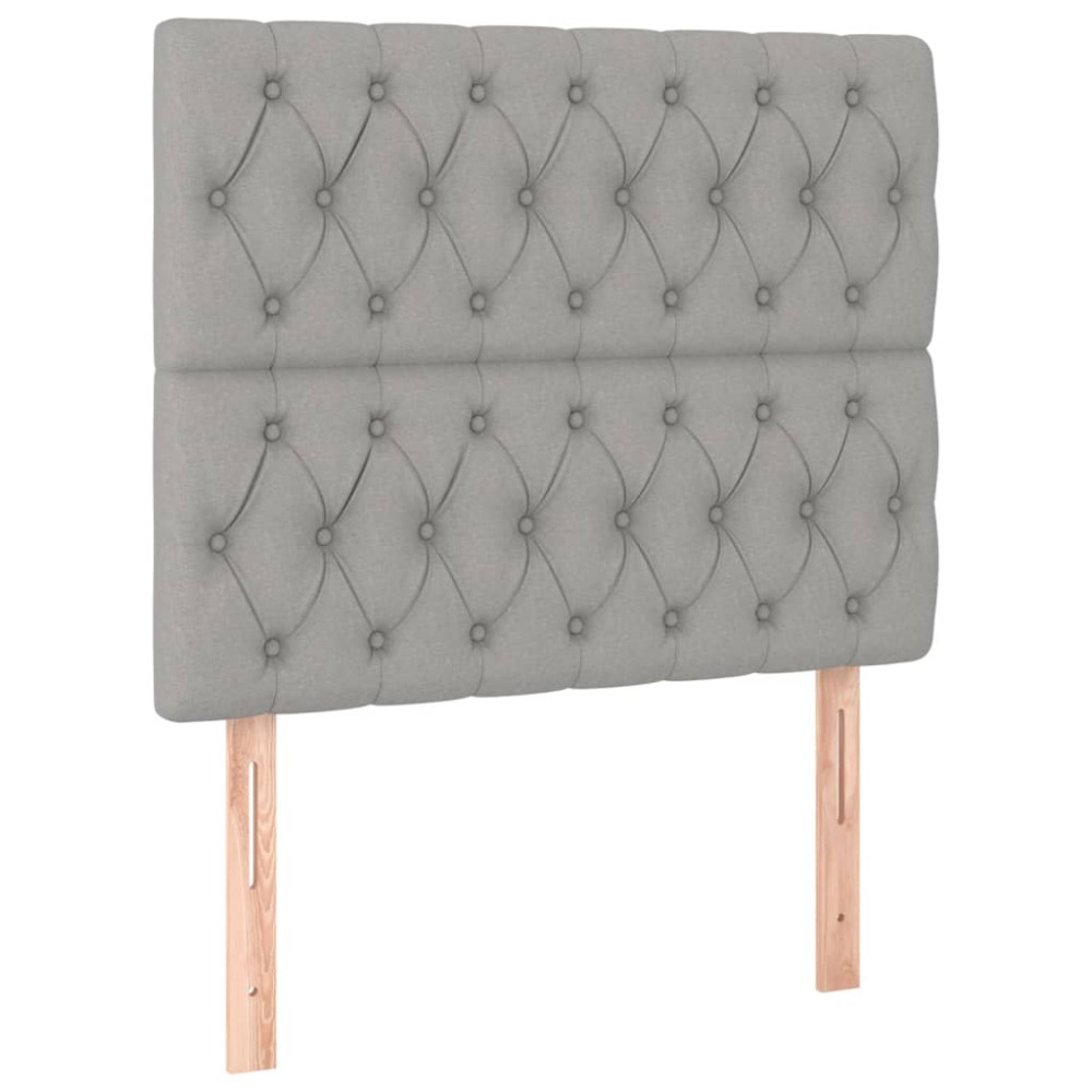 Produktbild för Ramsäng med madrass ljusgrå 100x200 cm tyg