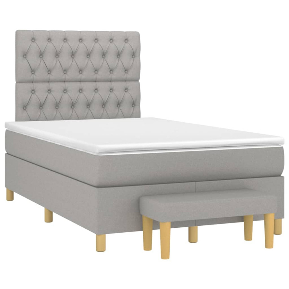 Produktbild för Ramsäng med madrass ljusgrå 120x200 cm tyg