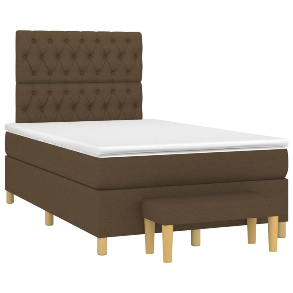 Produktbild för Ramsäng med madrass mörkbrun 120x200 cm tyg