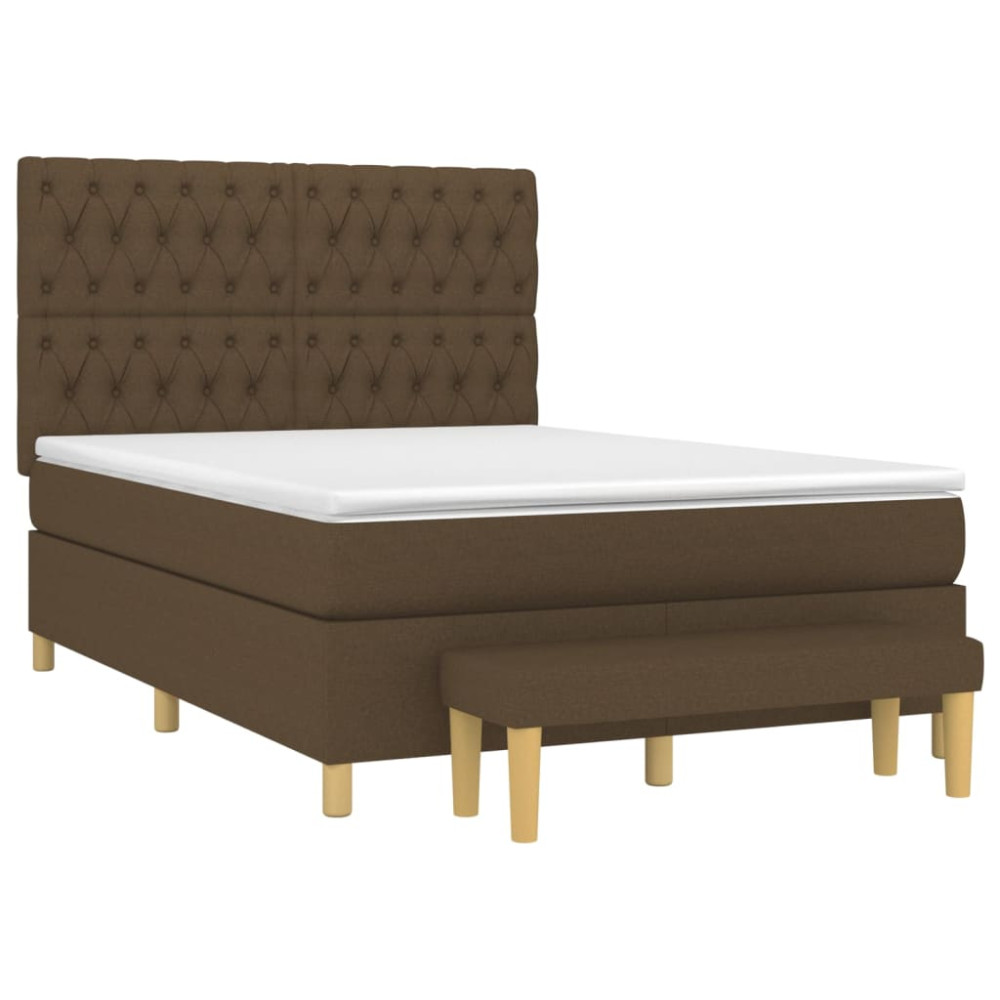 Produktbild för Ramsäng med madrass mörkbrun 140x190 cm tyg