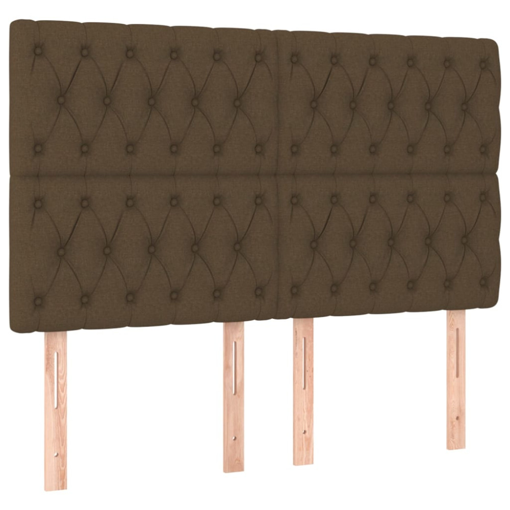 Produktbild för Ramsäng med madrass mörkbrun 140x190 cm tyg