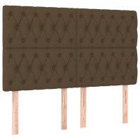 Produktbild för Ramsäng med madrass mörkbrun 140x190 cm tyg