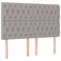 Produktbild för Ramsäng med madrass ljusgrå 140x200 cm tyg