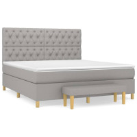 Produktbild för Ramsäng med madrass ljusgrå 160x200 cm tyg