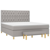 Produktbild för Ramsäng med madrass ljusgrå 160x200 cm tyg