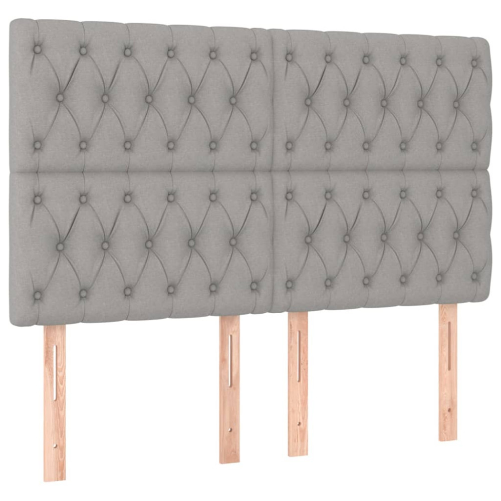 Produktbild för Ramsäng med madrass ljusgrå 160x200 cm tyg