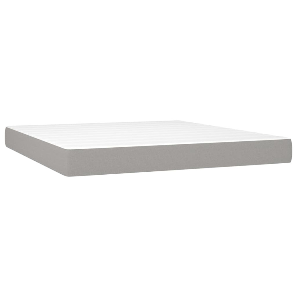 Produktbild för Ramsäng med madrass ljusgrå 160x200 cm tyg