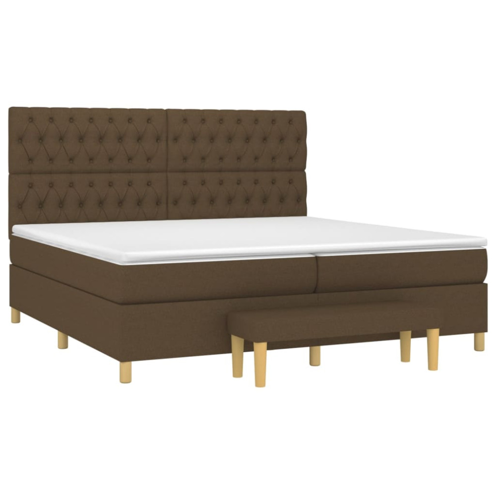 Produktbild för Ramsäng med madrass mörkbrun 200x200 cm tyg