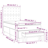 Produktbild för Ramsäng med madrass mörkgrå 80x200 cm tyg