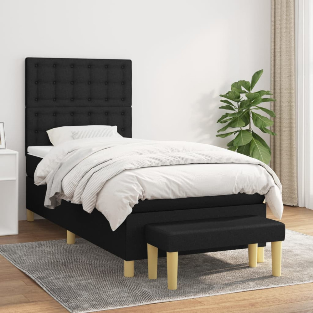 Produktbild för Ramsäng med madrass svart 80x200 cm tyg