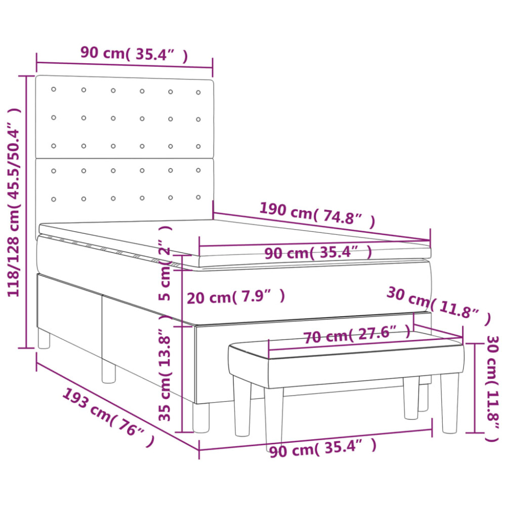 Produktbild för Ramsäng med madrass blå 90x190 cm tyg
