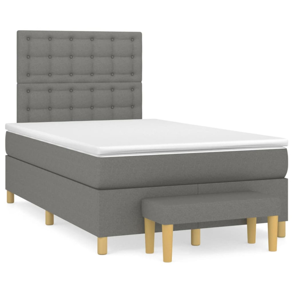 Produktbild för Ramsäng med madrass mörkgrå 120x200 cm tyg