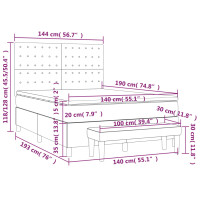 Produktbild för Ramsäng med madrass ljusgrå 140x190 cm tyg