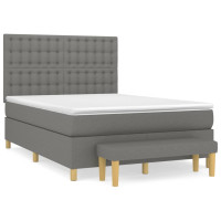 Produktbild för Ramsäng med madrass mörkgrå 140x190 cm tyg