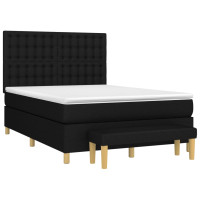 Produktbild för Ramsäng med madrass svart 140x190 cm tyg