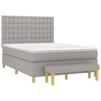 Produktbild för Ramsäng med madrass ljusgrå 140x200 cm tyg