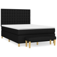 Produktbild för Ramsäng med madrass svart 140x200 cm tyg