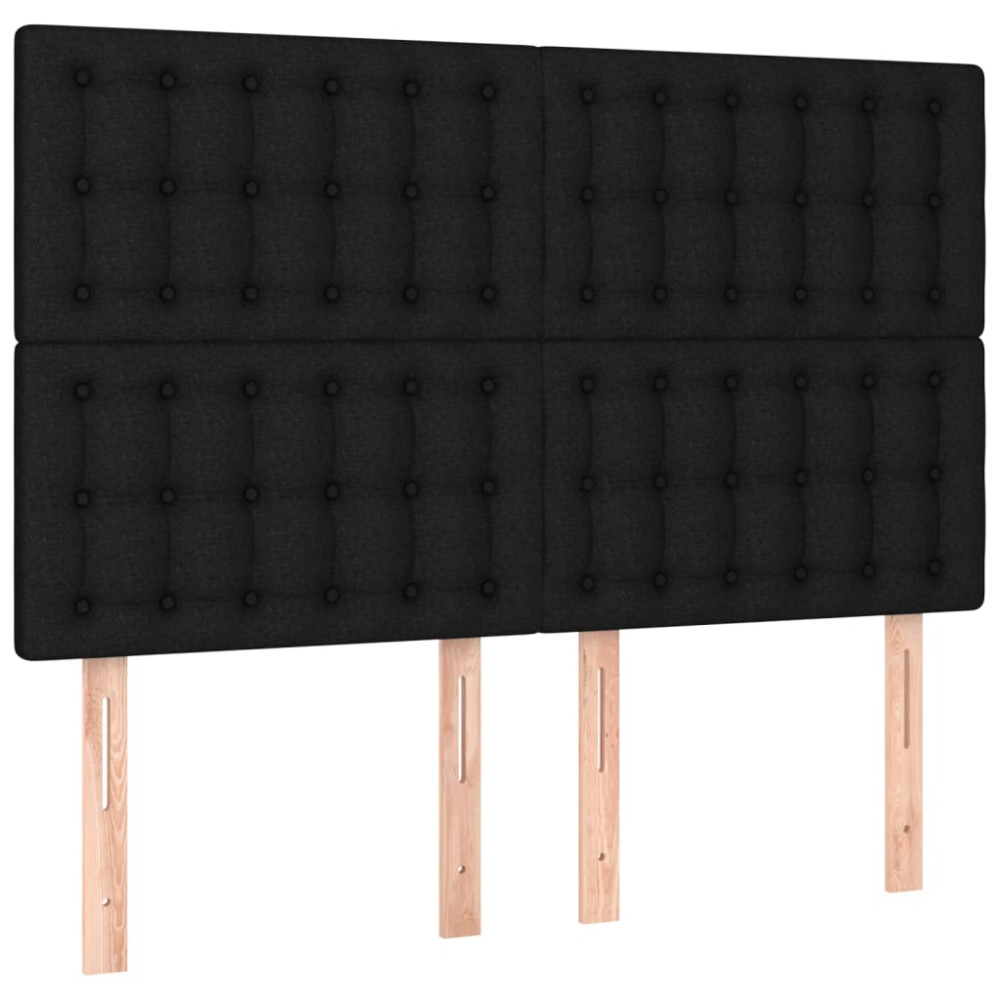 Produktbild för Ramsäng med madrass svart 140x200 cm tyg