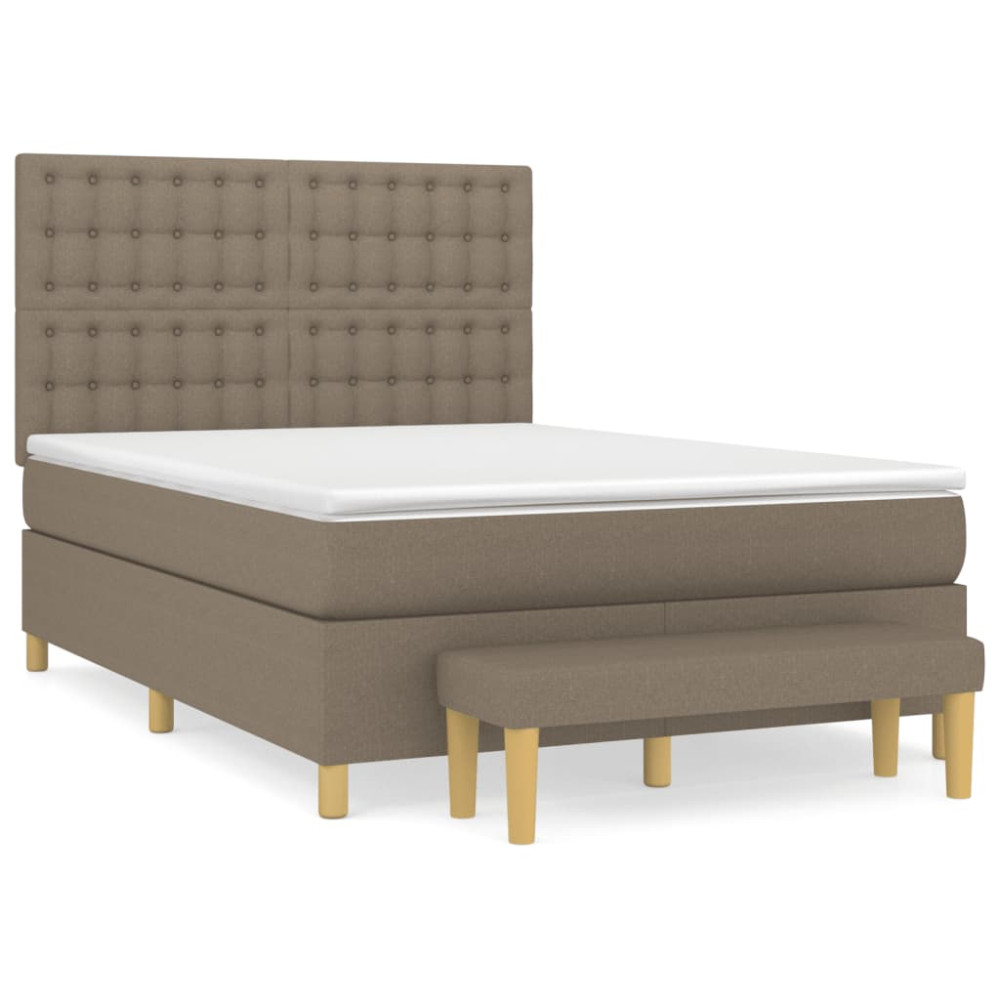 Produktbild för Ramsäng med madrass taupe 140x200 cm tyg