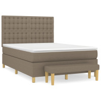 Produktbild för Ramsäng med madrass taupe 140x200 cm tyg