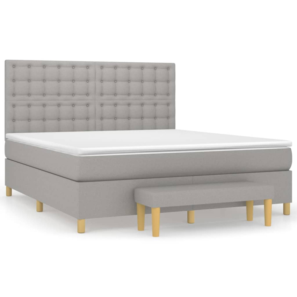 Produktbild för Ramsäng med madrass ljusgrå 160x200 cm tyg