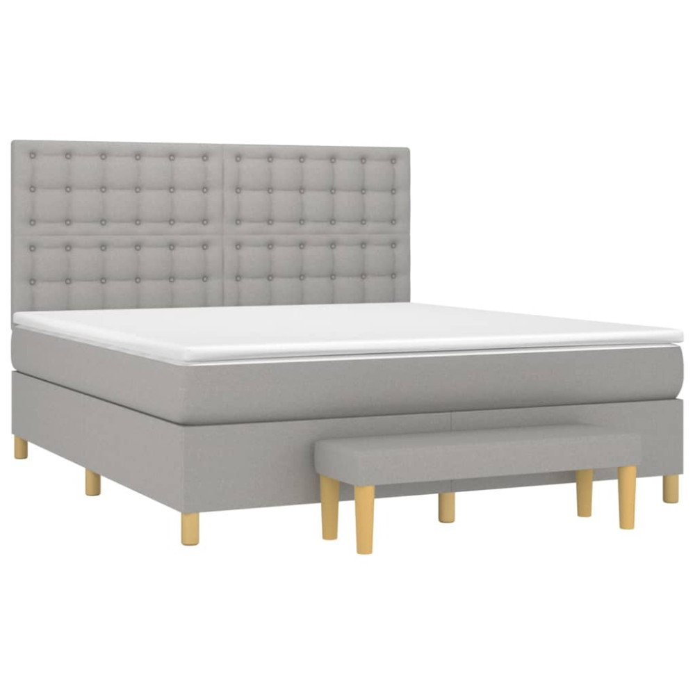 Produktbild för Ramsäng med madrass ljusgrå 160x200 cm tyg