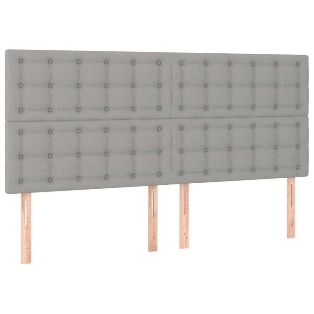 Produktbild för Ramsäng med madrass ljusgrå 160x200 cm tyg