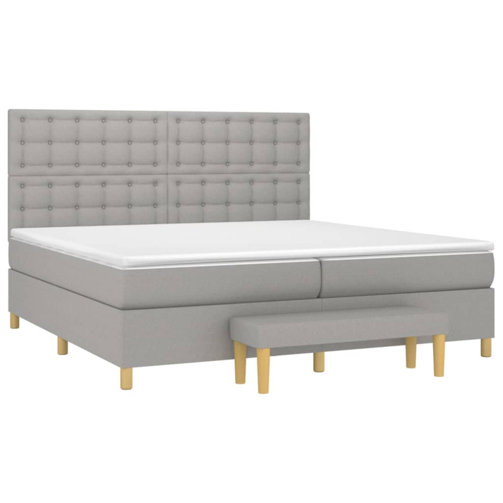 Produktbild för Ramsäng med madrass ljusgrå 200x200 cm tyg