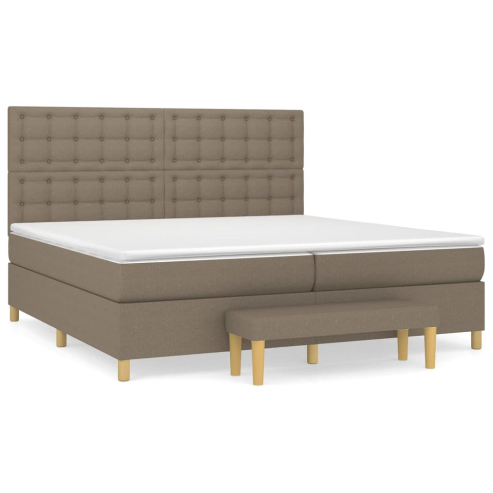 Produktbild för Ramsäng med madrass taupe 200x200 cm tyg