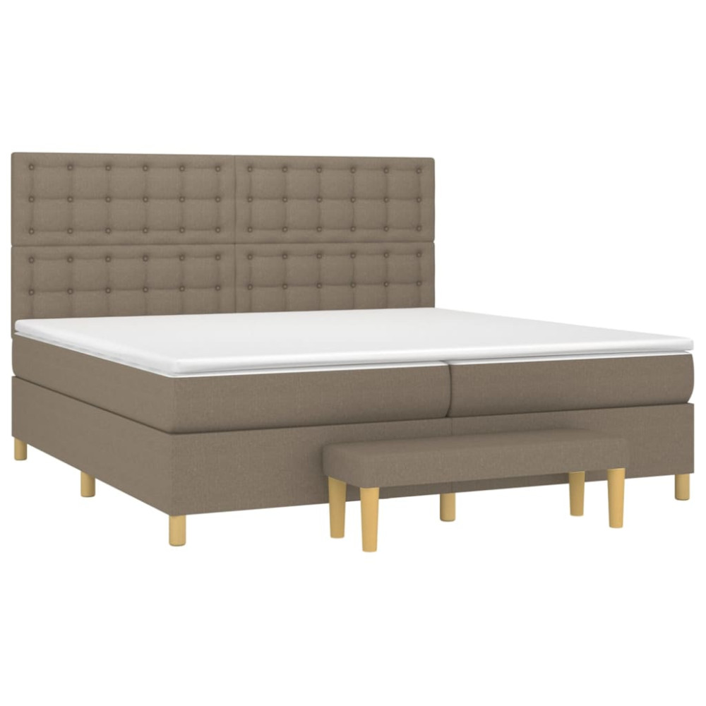 Produktbild för Ramsäng med madrass taupe 200x200 cm tyg