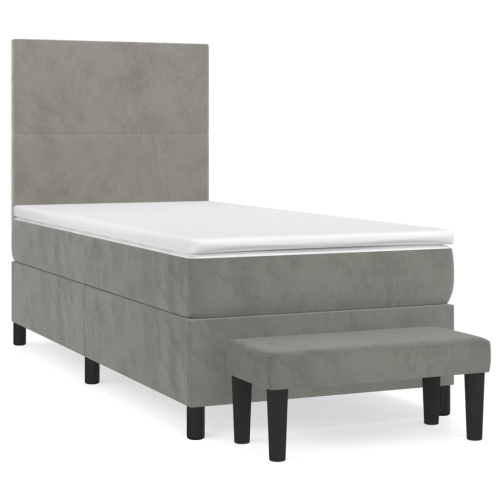 Produktbild för Ramsäng med madrass ljusgrå 80x200 cm sammet